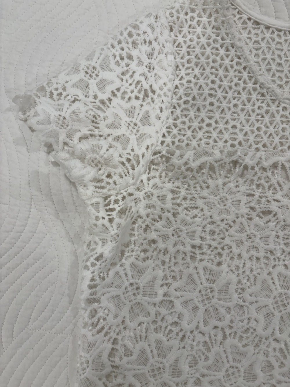 hearts of palm White Crochet Lace Short Sleeve Top - Picture 3 of 11